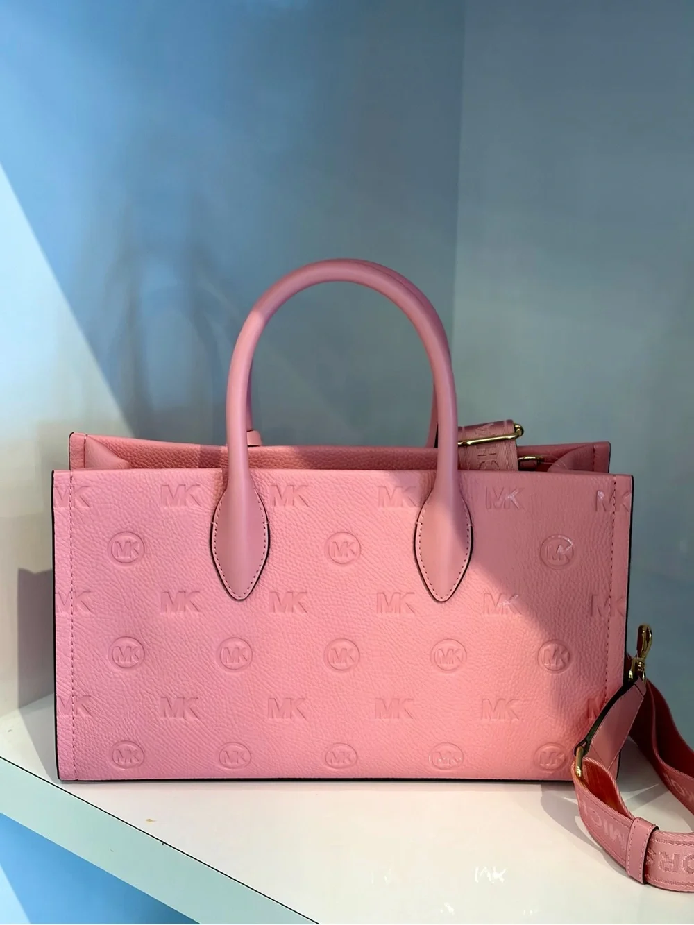 Michael Kors Mirella Medium Logo Debossed Satchel